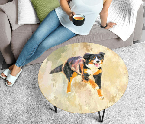 Bernese Mountain Dog Print Circular Coffee Table