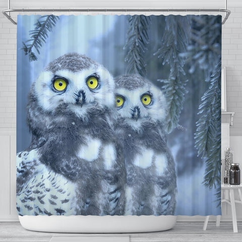 Amazing Snow Owl Bird Print Shower Curtains-Free Shipping