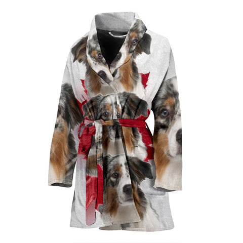 Australian Shepherd Print Women's Bath Robe-Free Shipping