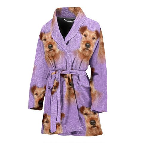 Irish Terrier Dog Patterns Print Women's Bath Robe-Free Shipping