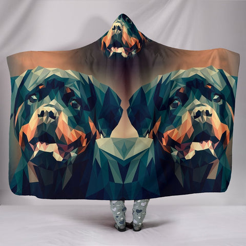 Rottweiler Dog Vector Art Print Hooded Blanket