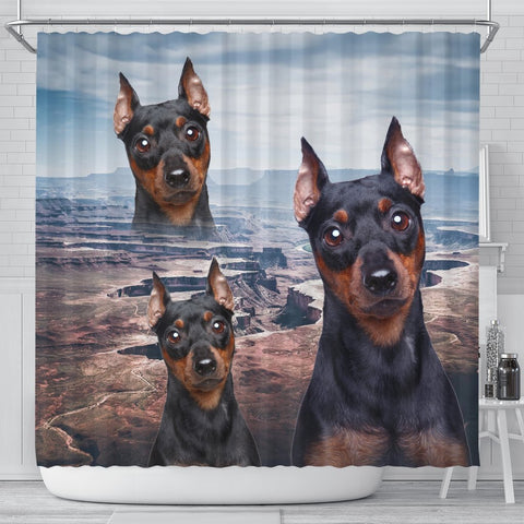 Lovely Miniature Pinscher Print Shower Curtains-Free Shipping