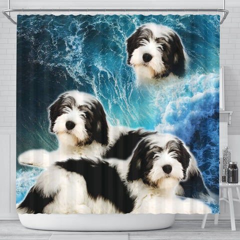 Polish Lowland Sheepdog Print Shower Curtains-Free Shipping