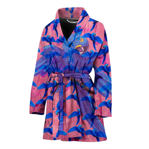 Hyacinth Macaw Parrot Pattern Print Women's Bath Robe-Free Shipping