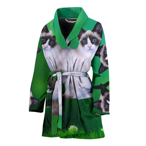 Lovely Snowshoe Cat Print Women's Bath Robe-Free Shipping