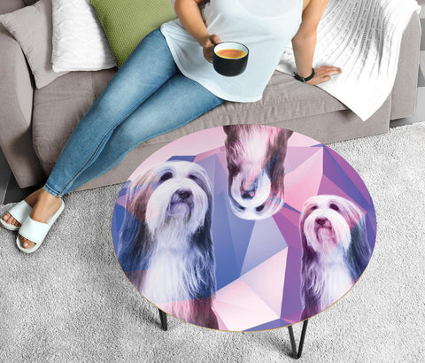 Bearded Collie Print Circular Coffee Table