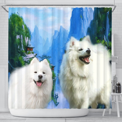 American Eskimo Print Shower Curtains-Free Shipping