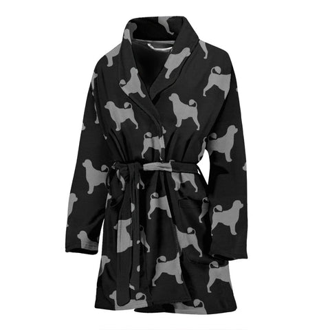 Portuguese Water Dog Pattern Print Women's Bath Robe-Free Shipping