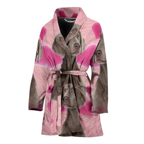 Lovely Weimaraner Print Women's Bath Robe-Free Shipping