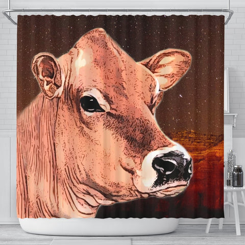 Cute Jersey Cattle (Cow) Print Shower Curtain-Free Shipping