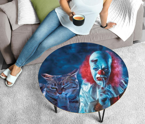 "Keep silence" Cat Print Circular Coffee Table
