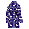 German Shepherd Dog Floral Print Women's Bath Robe-Free Shipping