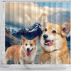 Pembroke Welsh Corgi Print Shower Curtains-Free Shipping