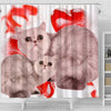 Exotic Shorthair Cat On Red Print Shower Curtains-Free Shipping