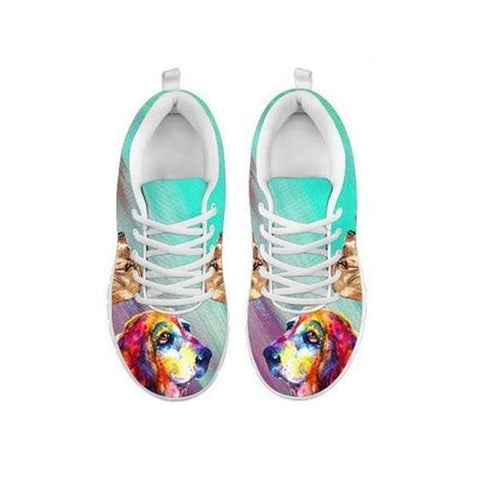 Painted Basset Hound Print Running Shoes For Women-Free Shipping-For 24 Hours Only-Paww-Printz-Merchandise
