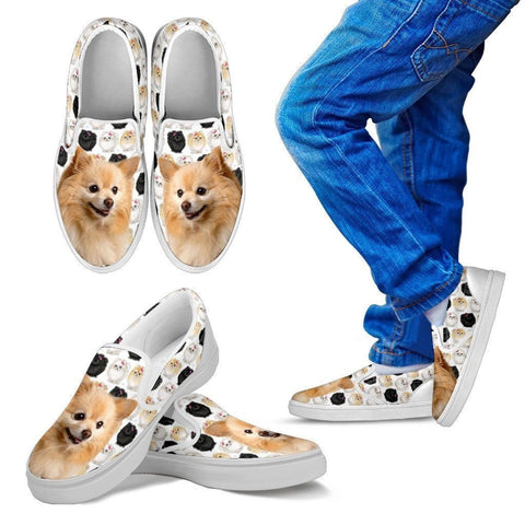 Pomeranian Dog Print Slip Ons For Kids-Express Shipping-Paww-Printz-Merchandise