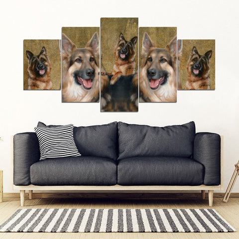 German Shepherd Print-5 Piece Framed Canvas- Free Shipping-Paww-Printz-Merchandise