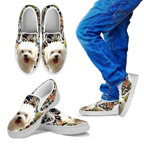 Amazing Maltese Dog Print Slip Ons For Kids-Express Shipping-Paww-Printz-Merchandise