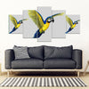 Blue And Yellow Macaw Parrot Print 5 Piece Framed Canvas- Free Shipping-Paww-Printz-Merchandise
