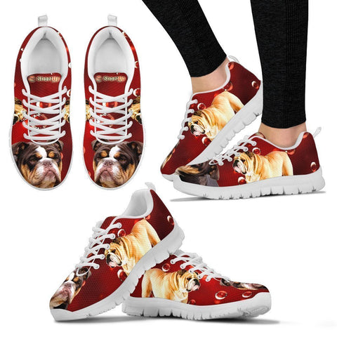 Bulldog On Red-Women's Running Shoes-Free Shipping-Paww-Printz-Merchandise