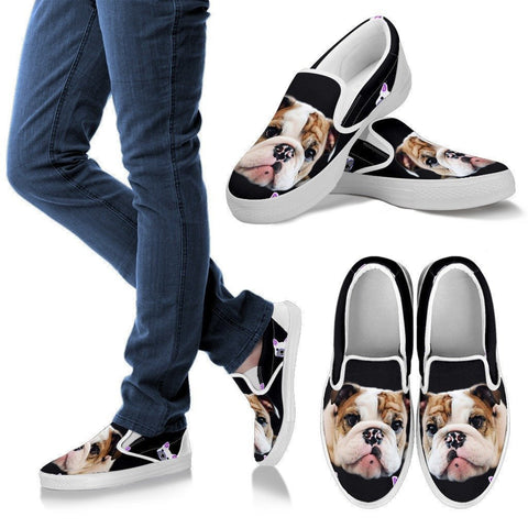 Bull Dog Print Slip Ons For Women- Express Shipping-Paww-Printz-Merchandise