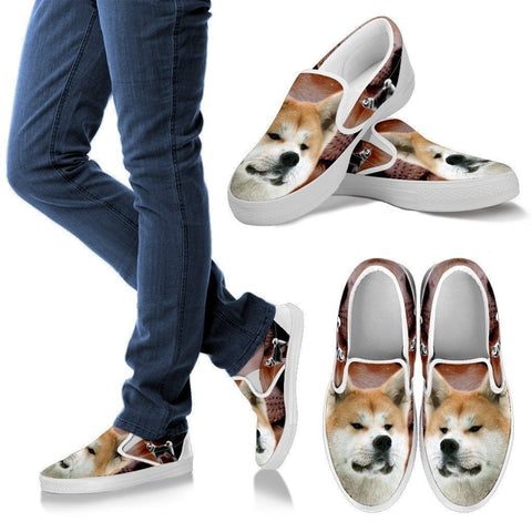 Akita Dog Print Slip Ons For Women- Express Shipping-Paww-Printz-Merchandise