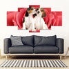 Cute Beagle On Red Rose Print- Piece Framed Canvas- Free Shipping-Paww-Printz-Merchandise