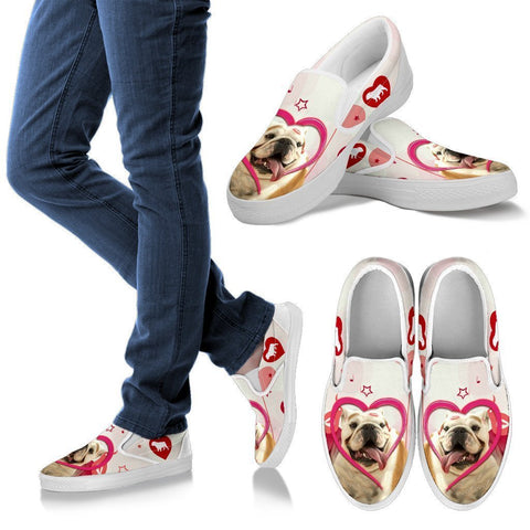 Valentine's Day Special Bulldog Print Slip Ons For Women- Free Shipping-Paww-Printz-Merchandise