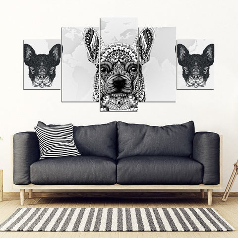 French Bulldog Print 5 Piece Framed Canvas- Free Shipping-Paww-Printz-Merchandise