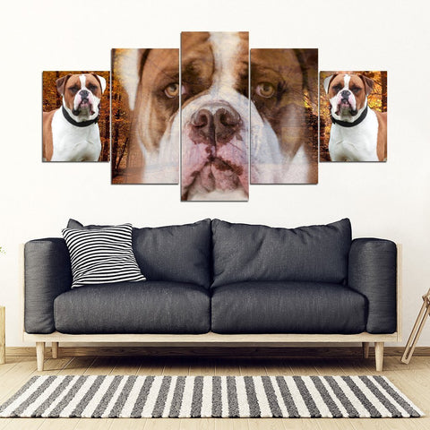 American Bulldog Print- 5 Piece Framed Canvas- Free Shipping-Paww-Printz-Merchandise