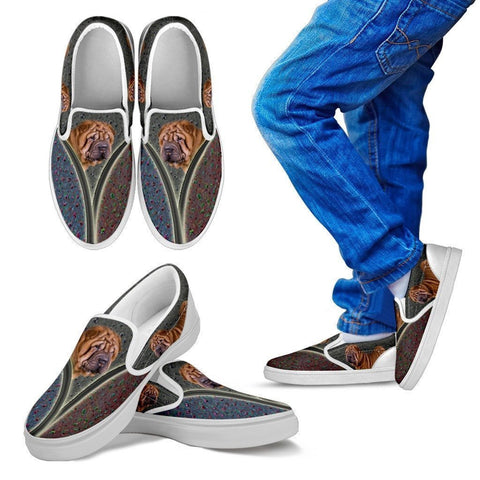 Shar Pei Dog Print Slip Ons For Kids-Express Shipping-Paww-Printz-Merchandise
