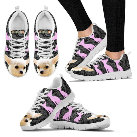 Chihuahua On Black-Women's Running Shoes-Free Shipping-Paww-Printz-Merchandise