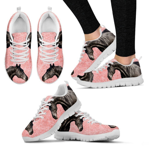 Thoroughbred Horse Print (Black/White) Running Shoes For Women-Free Shipping-Paww-Printz-Merchandise
