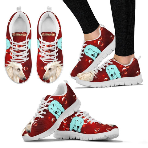 Afghan Hound On Red-Women's Running Shoes-Free Shipping-Paww-Printz-Merchandise