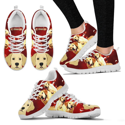 Labrador Retriever On Red-Women's Running Shoes-Free Shipping-Paww-Printz-Merchandise