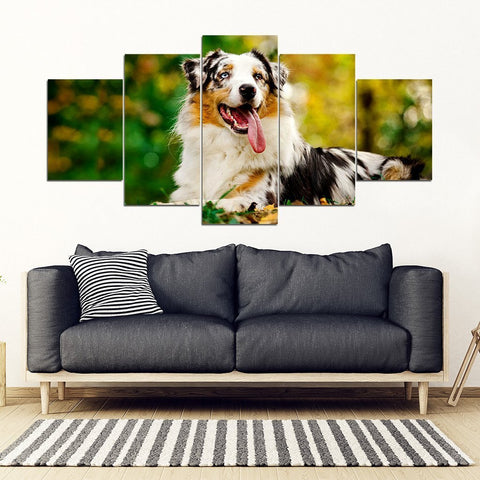Australian Shepherd Dog Print New 5 Piece Framed Canvas- Free Shipping-Paww-Printz-Merchandise