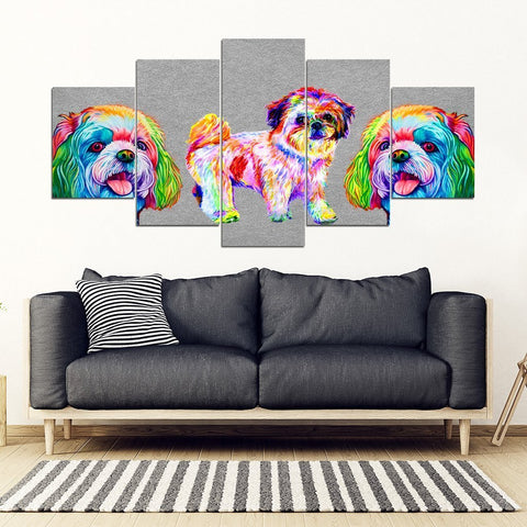 Colorful Shih Tzu 5 Piece Framed Canvas- Free Shipping-Paww-Printz-Merchandise