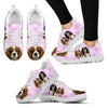 Cavalier King Charles Spaniel In Tri Color Print Running Shoe For Women(White/Black)- Free Shipping-Paww-Printz-Merchandise