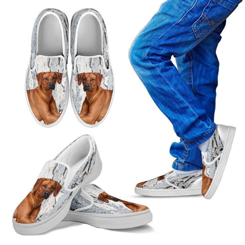 Rhodesian Ridgeback Dog Print Slip Ons For Kids-Express Shipping-Paww-Printz-Merchandise