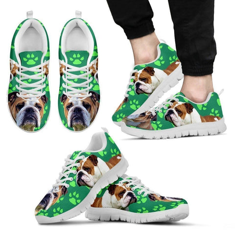 Paws Print Bulldog (Black/White) Running Shoes For Men-Limited Edition-Express Shipping-Paww-Printz-Merchandise