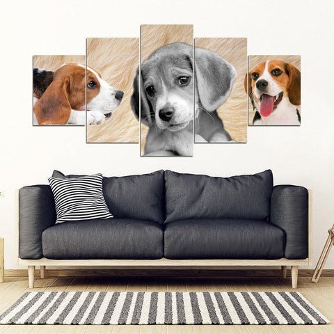 Beagle Dog Print- 5 Piece Framed Canvas- Free Shipping-Paww-Printz-Merchandise