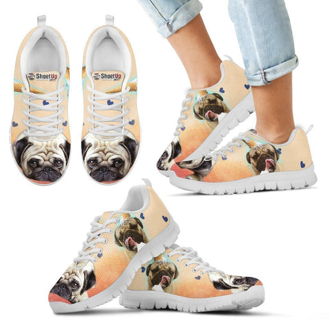 Cute Pug Dog Print Running Shoes For Kids- Free Shipping-Paww-Printz-Merchandise