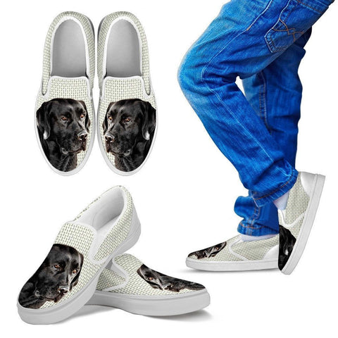 Black Labrador Print Slip Ons For Kids-Express Shipping-Paww-Printz-Merchandise