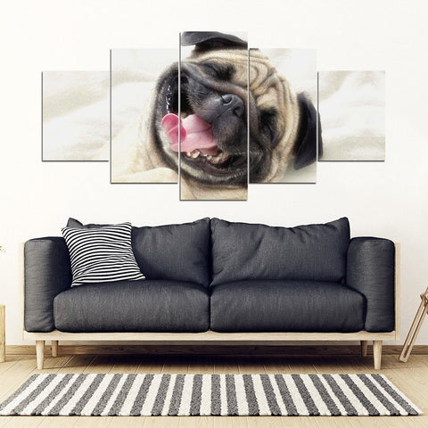 Laughing Pug Print Piece Framed Canvas- Free Shipping-Paww-Printz-Merchandise