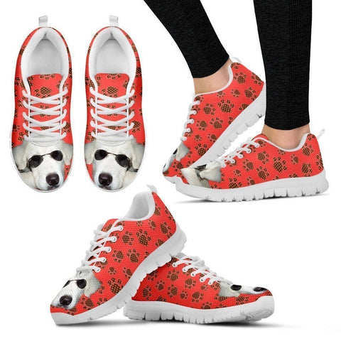 Customized Dog Print (White/Black) Running Shoes For Women Designed By Alice Peek-Paww-Printz-Merchandise