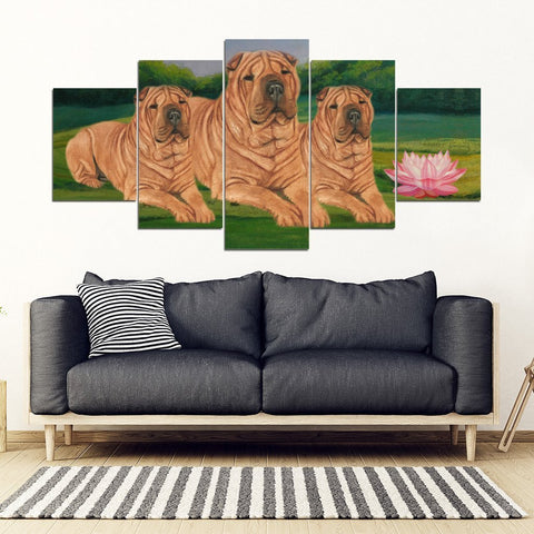 Shar Pei Dog Print-5 Piece Framed Canvas- Free Shipping-Paww-Printz-Merchandise
