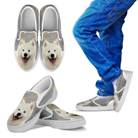 Samoyed Dog Print Slip Ons For Kids-Express Shipping-Paww-Printz-Merchandise