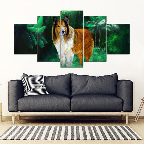 Rough Collie Art Print 5 Piece Framed Canvas- Free Shipping-Paww-Printz-Merchandise