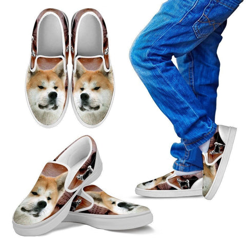 Akita Dog Print Slip Ons For Kids- Express Shipping-Paww-Printz-Merchandise