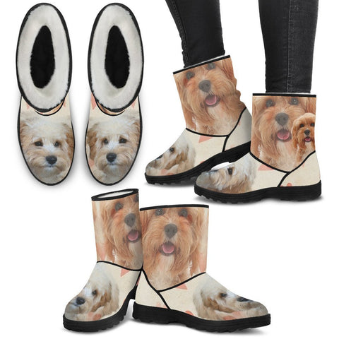 Cavapoo Print Faux Fur Boots For Women-Free Shipping-Paww-Printz-Merchandise